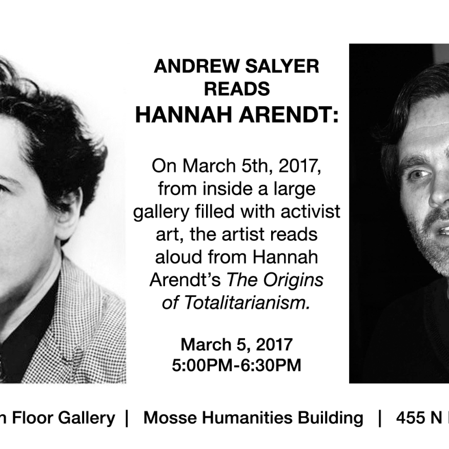 Activist Art Exhibition Arendt Reading announcement, 2017